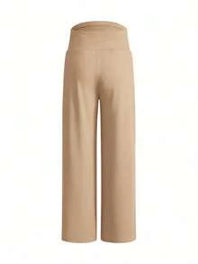 Modmama 3 piezas Pantalones largos plisados de cintura ajustable, versátiles y sencillos para maternidad - Multicolor - Ver 8
