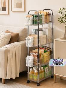 2pcs High Beauty Acrylic Rolling Storage Cart, Multi-Layer Organizer Shelf, Mobile Rack For Bathroom Kitchen Snack Sundries Storage - Multicolor - View 1