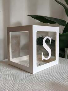 1/5Pcs Clear Balloon Box With Alphabet Letters – 27/1pc Letter Set, Transparent Acrylic Party Decor For Birthday, Bridal Shower, Gender Reveal - White - View 22