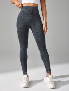 SHEIN Velisys 2pcs Women's High Waist Casual Daily Wear Sports Leggings - Multicolor - View 6