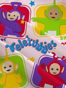 Teletubbies X SHEIN 女嬰字母卡通印花休閒日常短袖上衣 - 白色 - 查看 4