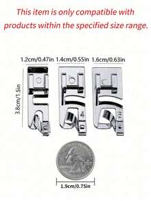 3件組捲邊壓腳套組 3/4/6mm，可縫製整齊完美的窄邊，適用於所有低桿式 Singer、Brother、Babylock、Euro-Pro、Janome、White、Elna 縫紉機，DIY創意聖誕 - 銀色 - 查看 7