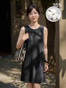 Yumoku Casual Modest Basic Women's Sleeveless Dress For Summer And Autumn Daytime Going Out Everyday Dinner Daily Wear Black - Black - View 4