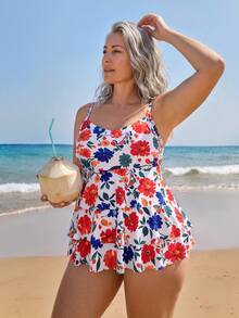 Swim Lushoire 2026 Spring/Summer New Plus Size Tank Style Printed Bikini Swimwear - Multicolor - View 2