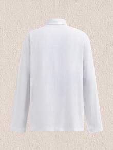Mercer Haus Men's Lightweight Loose Linen Long Sleeve Polo Shirt For Summer, Half-Placket Button, Breathable, Suitable For Beach And Outdoor Activities (Thin, Lightweight Fabric; Longer Sleeve Design, Choose One Size Down If Slim Build) - White - View 2