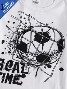 [Randomly Sent 1 Set]Tween Boys Pajamas, Spring/Summer New Fashion Hot-Selling Sports Football, Game Micro World Block Dinosaur, Game Console Controller Combination Pattern Print, Knitted Tight-Fit High Elastic Fabric Short Sleeve Long Pants Pajama 2-Piece Set - Multicolor - View 5
