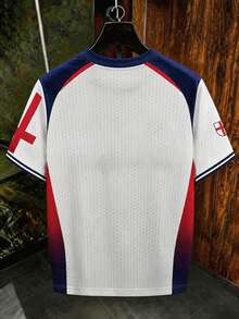Manfinity Gritte Field Men's Letter Pattern Patchwork Color Casual Daily Football Short Sleeve Top - Multicolor - View 2