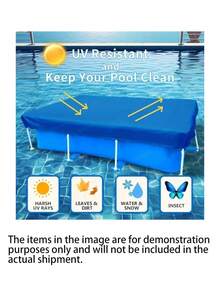 Durable PE Bubble Wrap Pool Cover - Heat Insulation, Dust-Proof, All-Season Use For Swimming Pools And Spas,Square Above-Ground Pool Cover With Frame, Blue - blue - View 5