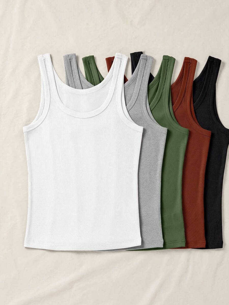 SHEIN LUNE Women's Simple Versatile Tank Top For Daily Wear, Office And Commuting - Multicolor - View 1