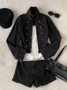 Comfortcana Women's Solid Color Long Sleeve Zip-Up Casual Jacket - Black - View 3