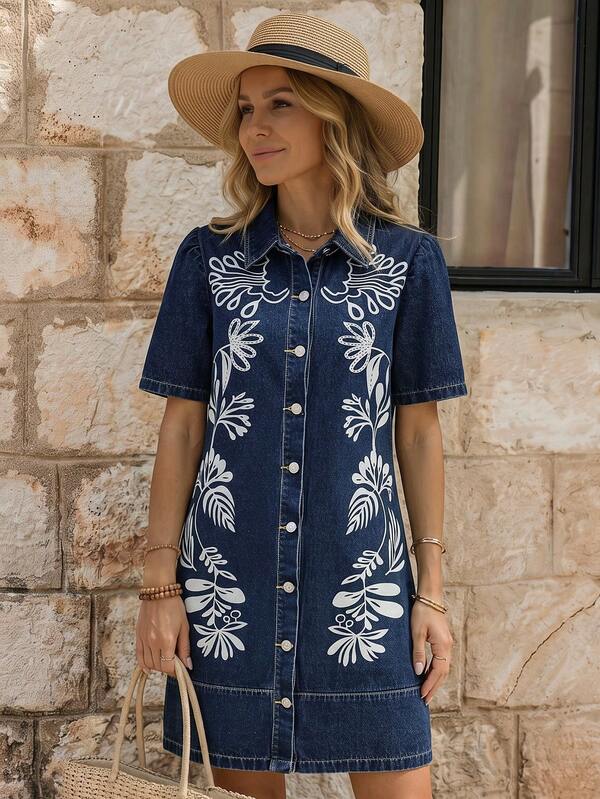 EMERY ROSE Women's Stylish Denim Dress, Suitable For Summer