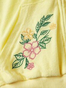 Sweetness Cute Yellow Towel Fabric Embroidered Sweatshirt Women's 2 Pieces Set - Light Yellow - View 5