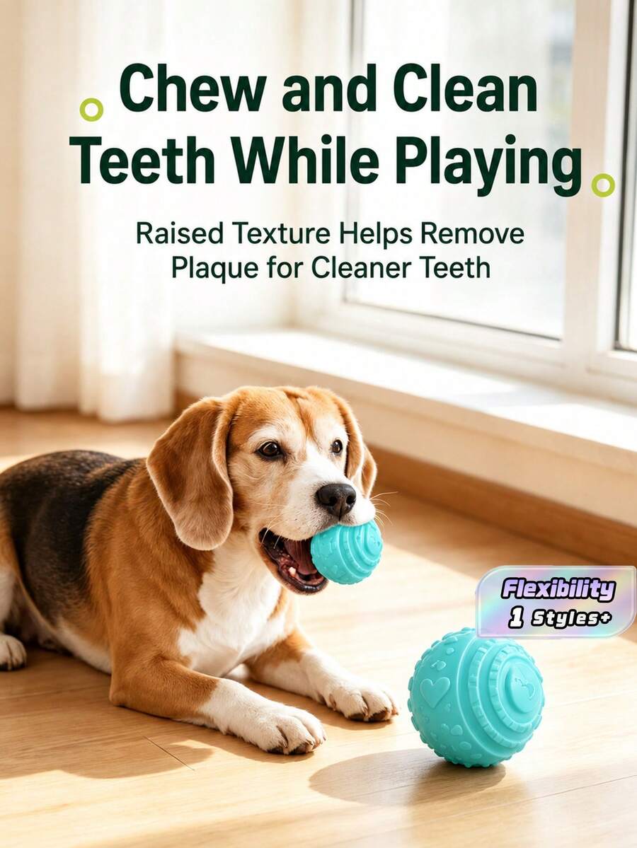 Six Bone-Patterned, Squeaky Dog Balls, Dog Training Toys, Durable Ball Toys, Compatible With Dog Ball Launchers, High-Elasticity Dog Balls, Suitable For Interactive Play, Puppy Chew Balls. - Bone multi-color - View 1