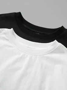 SHEIN BASICS 女款休閒百搭純色短袖T恤 - 彩色 - 查看 4