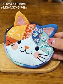 Patchwork Cat Pencil Case, Ins Kawaii Quilted Pen Bag, Portable Cute Stationery Storage Pouch For Girls Students Cat Lovers - Sets - View 12
