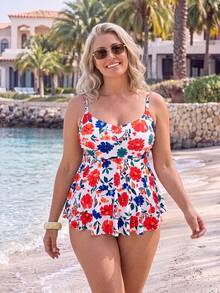 Swim Lushoire 2026 Spring/Summer New Plus Size Tank Style Printed Bikini Swimwear - Multicolor - View 3