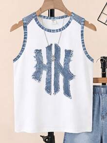 Teen Boy Casual Minimalist Sleeveless Round Neck Tank Top & Shorts 2-Piece Set, Suitable For Summer - Multicolor - View 4