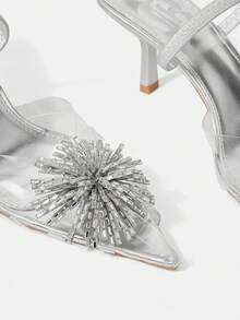 CUCCOO HITCHD Fireworks Rhinestones With Pointed Toes, Thin Heels, High Heels, Elegant, Wind Sandals, Traveling And Commuting Fall Shoes - Silver - View 4