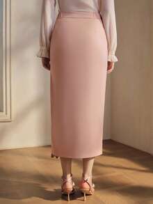Anewsta Spring/Autumn Elegant Modern Commute Work Outfits For Women Pleated Cuffed Wide Leg Trousers 3pcs Set, Suitable For Commute And Daily Wear - Pink - View 7