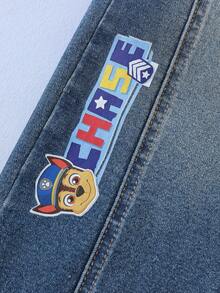 SHEIN | PAW Patrol 小男孩可愛卡通印花口袋寬鬆牛仔長褲 - 藍色 - 查看 5