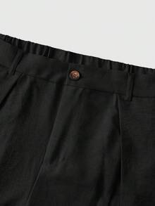 EASEVO Men's Plus Size Solid Color Pleated Pocket Curved Leg Wide Leg Long Pants - Black - View 6