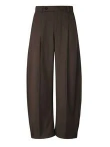 HUEFORM Men's Premium Curved Leg Trousers, Relaxed Fit, Stylish Retro Home & Commute Old Money Style Barrel Leg Loose Casual Pants - Coffee Brown - View 3
