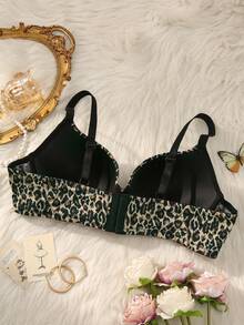 Bare Chapter Plus Size Leopard Print Underwire Casual Comfortable Push-Up Bra, 1pc - Multicolor - View 2