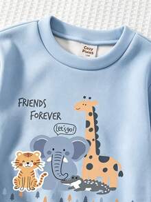 Infant Toddler Round Neck Casual Pullover Sweatshirt - Multicolor - View 6
