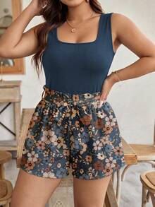 SHEIN Frenchy 休閒極簡度假風波希米亞優雅浪漫復古碎花大尺碼兩件套 - 彩色 - 查看 6