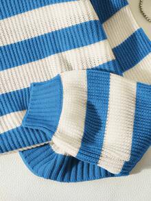 Franclia Women's Striped Drop Shoulder Long Sleeve Casual Pullover Sweater - Multicolor - View 3