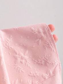 Sweetra Women's Spring/Summer Sweet Pastoral Vacation Casual Daily Street Party Versatile Floral Textured Jacquard Fabric Backless Bowknot Decor Light Yellow Romper - Pink - View 4