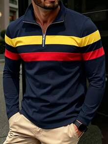 Manfinity Homme 男士拼色休閒日常短袖 Polo 衫 - 彩色 - 查看 4