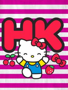 HELLO KITTY AND FRIENDS | SHEIN Cartoon & Striped Print Round Neck Casual Short Sleeve T-Shirt For Young Girls - White - View 5