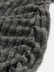 SHEIN Girlism 青少年女孩深灰色針織羅紋高領寬鬆收腰抓皺貼身迷你洋裝，休閒街頭風優雅復古百搭內搭長袖連身裙 - 深灰色 - 查看 7