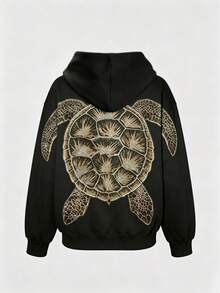 INAWLY Women's Long Sleeve Hooded Sweatshirt With Turtle Print, Autumn/Winter Ocean Pattern Sweatshirt - Multicolor - View 3