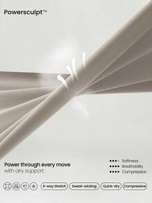 GLOWMODE 2 件 Powersculpt™ Flex Your Fit 吸汗凉爽感觉交叉后背宽肩带运动胸罩和 24 英寸紧身裤套装高强度健身跑步训练可拆卸罩杯 - 卡其色 - 查看 7