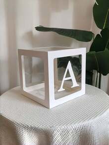 1/5Pcs Clear Balloon Box With Alphabet Letters – 27/1pc Letter Set, Transparent Acrylic Party Decor For Birthday, Bridal Shower, Gender Reveal - White - View 5