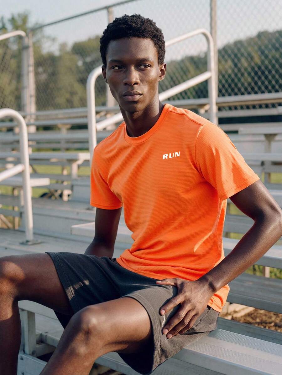 Gym Rark Men's Letter Print Short Sleeve Sports T-Shirt - Burnt Orange - View 1