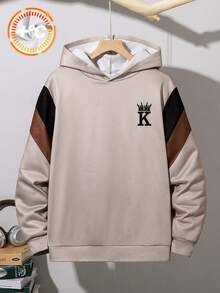 SHEIN 青少年男孩休閒拼色字母印花衛衣，適合秋冬穿著 - 彩色 - 查看 2