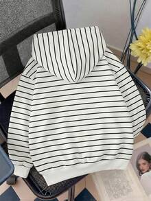 SHEIN EZwear Casual Loose Hooded Open Front Sweatshirt Autumn/Winter - Multicolor - View 3