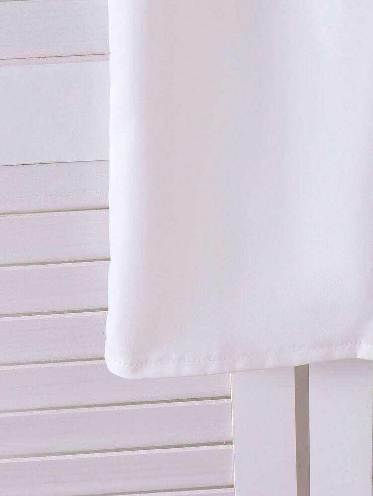 SHEIN Elladie kids 女童夏季休閒時尚荷葉花瓣袖短袖純色上衣，適合夏季休閒出遊，百搭單件上衣襯衫 - 白色 - 查看 4