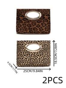 Cirelle 1Pc/2Pcs Portable PU Leather Hand Clutch Equipped With Shiny Metal Hardware. Retro Leopard And Minimalist Woven Designs Are Selectable. Large Capacity Holds Personal Essentials, Perfect For Multiple Occasions As A Refined Festival Gift For Females. - Multicolor - View 17