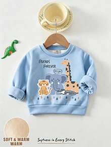 Infant Toddler Round Neck Casual Pullover Sweatshirt - Multicolor - View 1