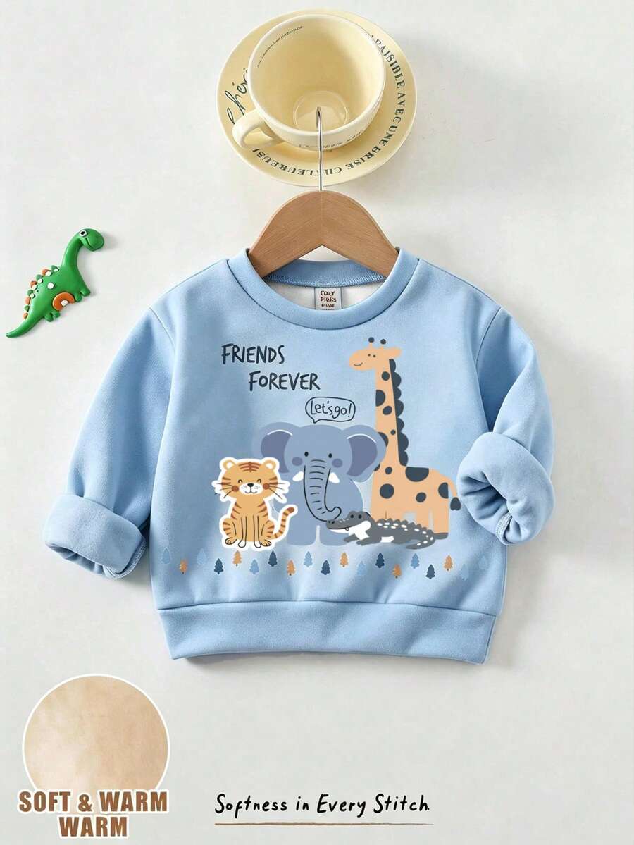 Infant Toddler Round Neck Casual Pullover Sweatshirt - Multicolor - View 1