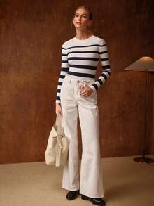 MOTF PREMIUM STRIPED BUTTON DECOR SWEATER - Royal Blue - View 6