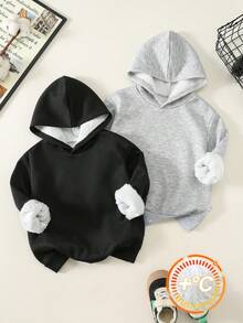 SHEIN 兒童小男孩休閒百搭連帽長袖秋季衛衣帽衫，生日、假期、親子裝、開學首日、兒童婚禮款 - 彩色 - 查看 7