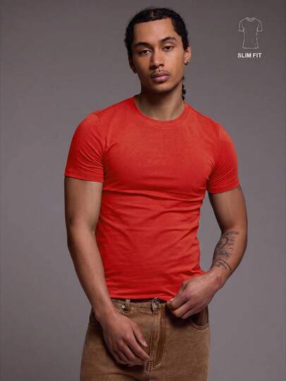 Musero Slim Fit Fitted Short Sleeve Basic Plain T-Shirt Capsule Wardrobe Spring&Summer