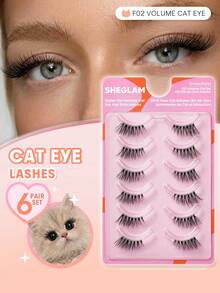 SHEGLAM Flutter Flirt 濃密貓眼半排假睫毛 品牌美妝化妝品 適合女士與女孩 - 黑色 - 查看 1