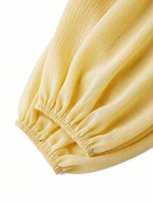 Ellevyn Women's Elegant Batwing Sleeve Ruffle Romantic Dress, Suitable For Dates Brunch Tea Party And Occasions, Autumn High-End Chiffon Yellow Dress - Yellow - View 8