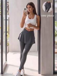 SHEIN Sports Eassivo Lady High-Waist Pants And Tight Pants - Grey - View 3